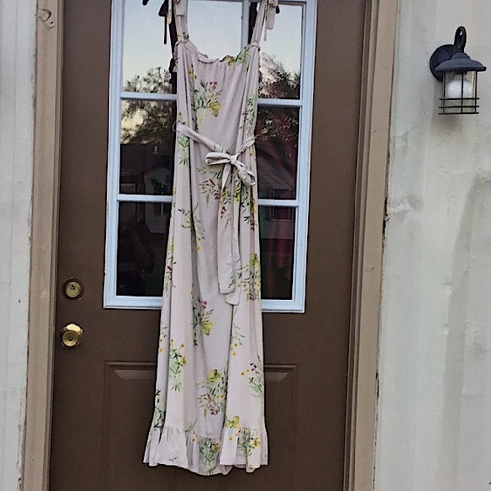 A Loves A Prairie Tan Multiple Color Floral Ruffle Maxi Sleeveless Dress - Picture 14 of 14
